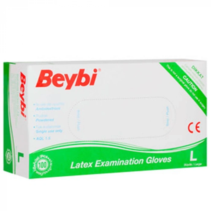 Beybi Lateks Pudralı (l) Large Beden Muayene Eldiven 100lü Paket