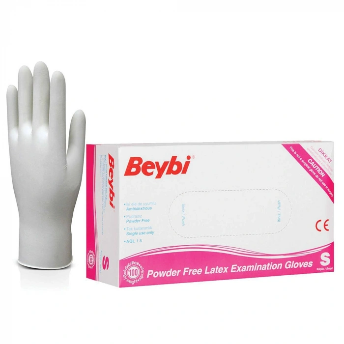 Beybi Pudrasız Lateks Muayene Eldiven S 100 Lü