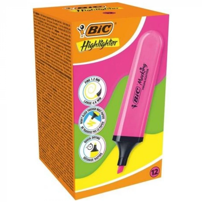 Bic Markıng Flat Hıghlıghter 10 Lu Pembe
