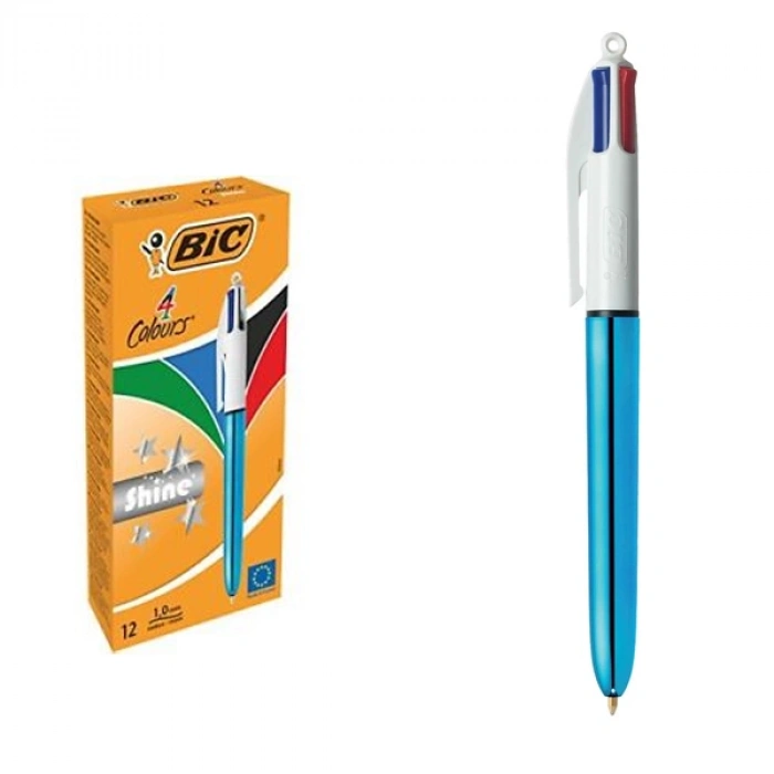 Bic Tükenmez Kalem Shıne 4 Colours Mavi Gövde 12 Li 949896