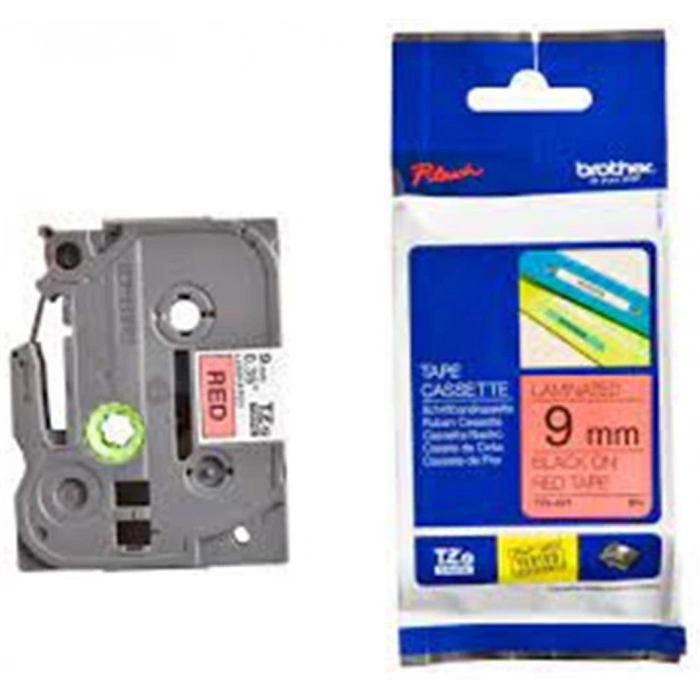 Brother Tze-421 9 Mm Kırmızı Üzeri Siyah Laminasyonlu Etiket