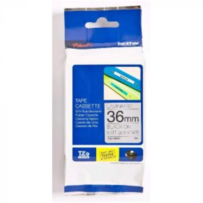 Brother Tze-m961 36 Mm Mat Gümüş Üzeri Siyah Laminasyonlu Etiket