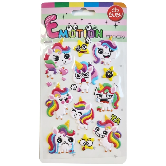 Bu-Bu Emotıons Puffy Stıckers Unıcorn 10.9x20.5 BUBU-SWP-2702