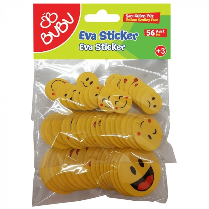 Bu-bu Eva Sticker Sarı Gülen Surat 56 Lı Bubu-st0141