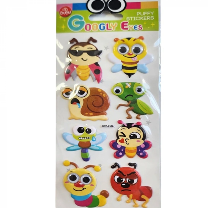 Bu-bu Googly Eyes Puffy Sticker Böcekler 9x21 Bubu-swp-2306