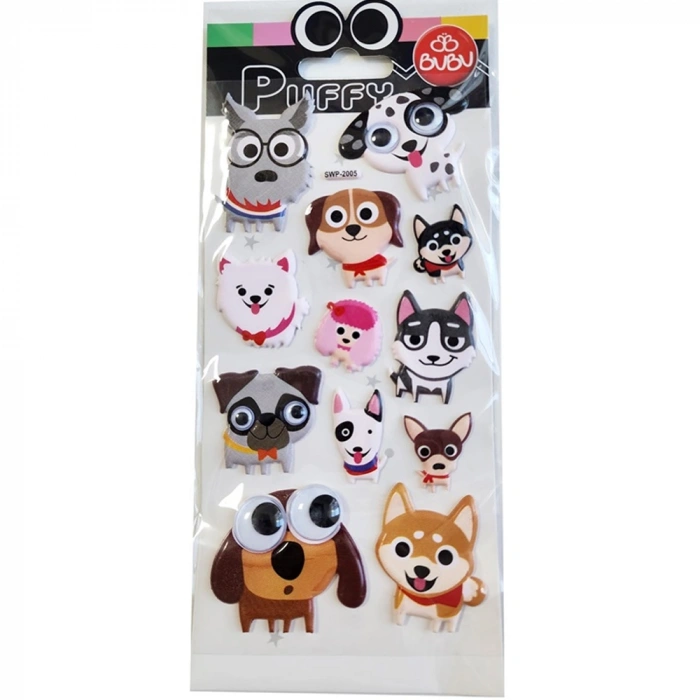 Bu-bu Puffy Stickers Oynar Gözlü Köpekler 9x21 Bubu-swp-2005
