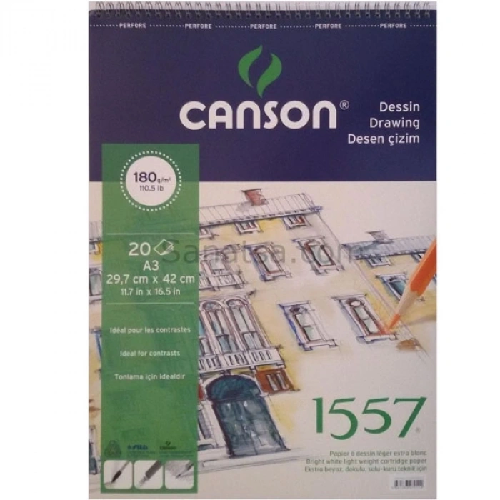 Canson Teknik Resim Defteri Blok Üstten Spiralli 40 Yp A3 120 Gr Fcns12040a3us