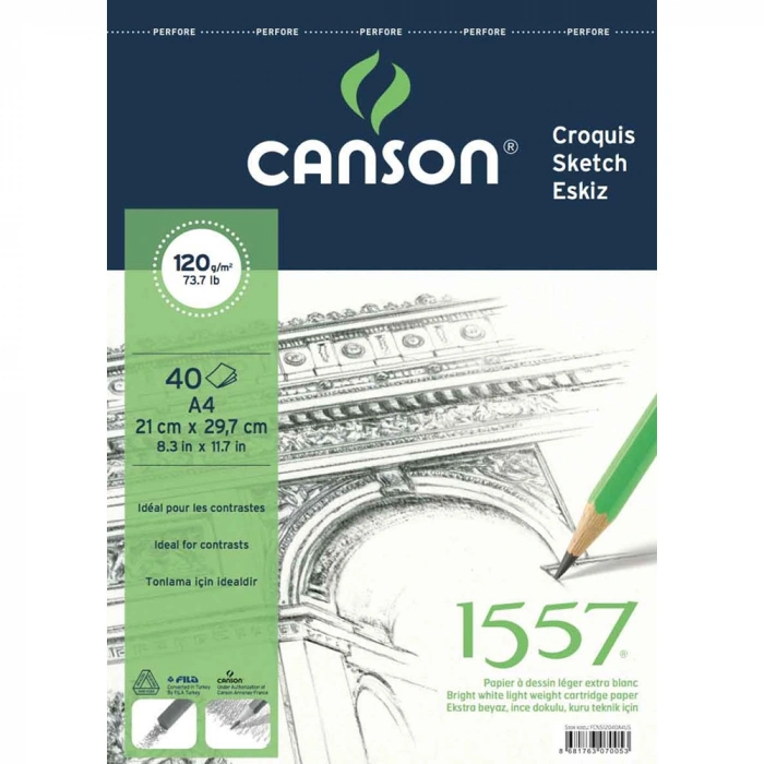Canson Teknik Resim Defteri Blok Üstten Spiralli 40 Yp A4 120 Gr Fcns12040a4us