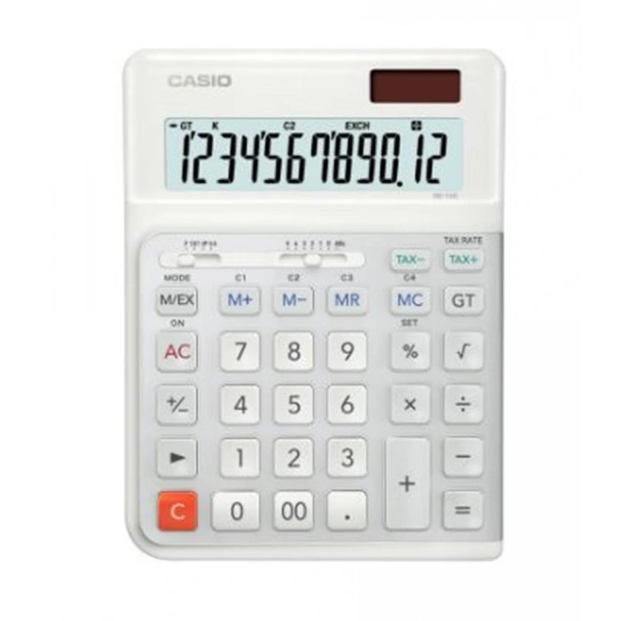 Casio DE-12E-WE Beyaz 12 Hane Masa Üstü Ergonomik Tuşlu Hesap Makinesi