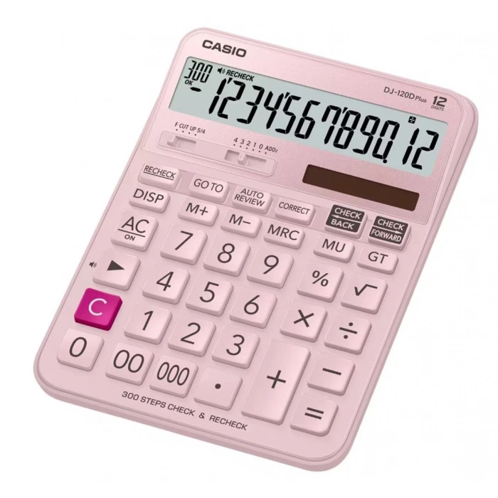 Casio Dj-120d Plus Pembe İşlem Kontrollü 12 Hane Masa Üstü Hesap Makinesi