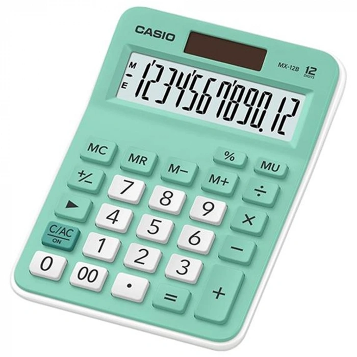 Casio Hesap Makinesi Masa Üstü 12 Hane Açık Yeşil Mx-12b-gn