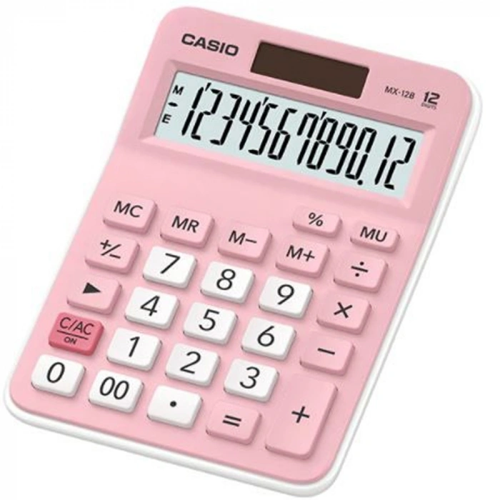 Casio Hesap Makinesi Masa Üstü 12 Hane Pembe Mx-12b-pk