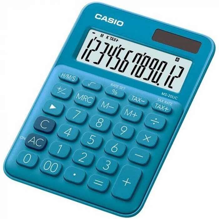 Casio Hesap Makinesi Masaüstü 12 Hane Mavi Ms-20uc-bu