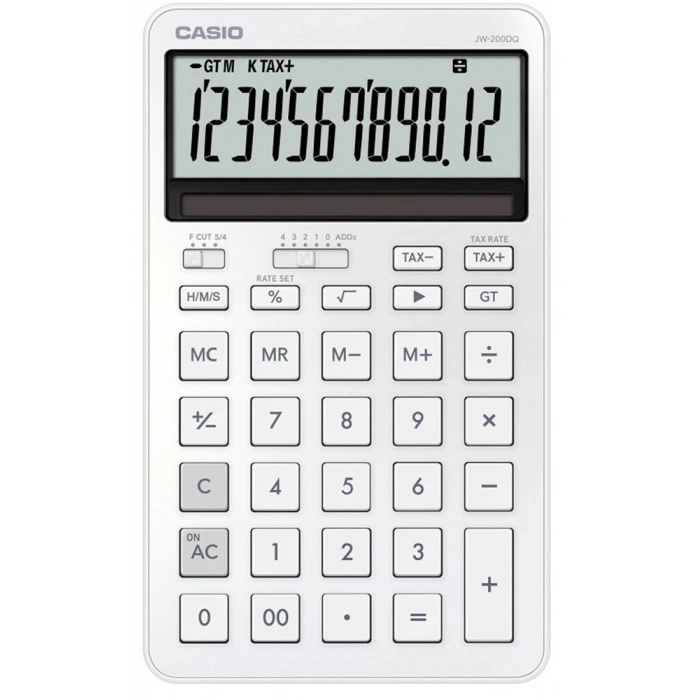 Casio Jw-200dQ-we 12 Hane İpeksi Beyaz Masa Üstü Hesap Makinesi