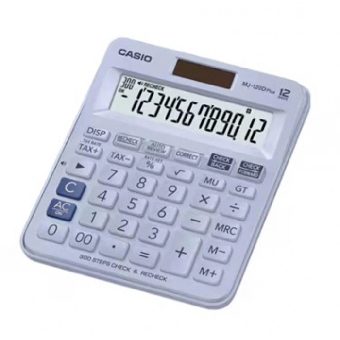Casio MJ-120D Plus Açık Mavi İşlem Kontrollü 12 Hane Masa Üstü Hesap Makinesi