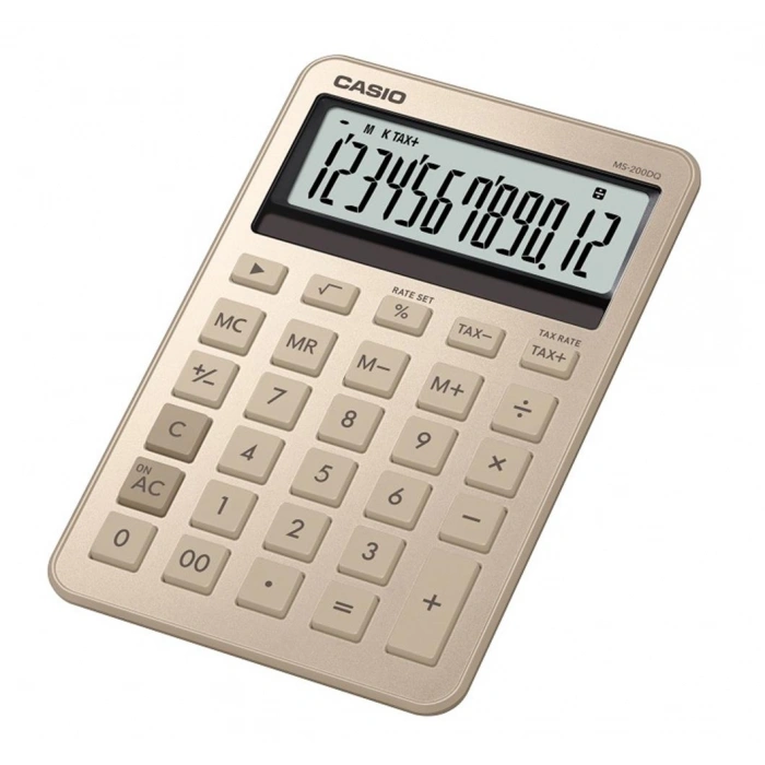 Casio Ms-200dQ-gd 12 Hane Parlak Gold Masa Üstü Hesap Makinesi
