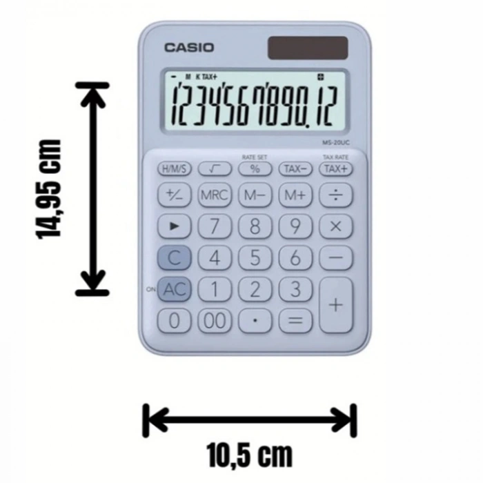 Casio MS-20UC-LB 12 Hane Açık Mavi Masaüstü Hesap Makinesi