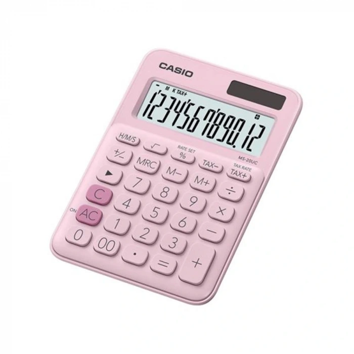 Casio Ms-20uc-pk 12 Hane Açık Pembe Masa Üstü Hesap Makinesi