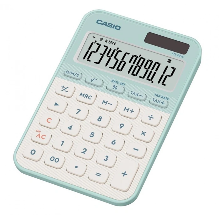 Casio Ms-20yc-lg 12 Hane Pastel Yeşil Beyaz Masa Üstü Hesap Makinesi
