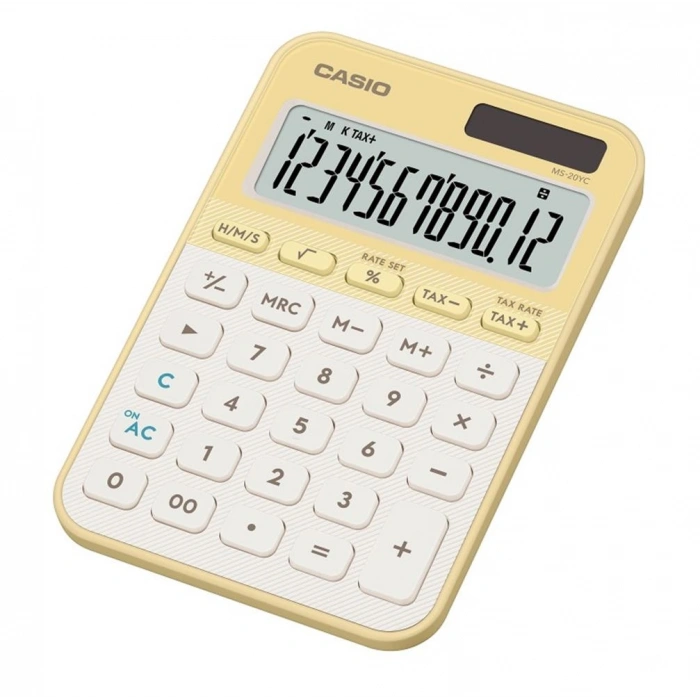Casio Ms-20yc-ly 12 Hane Pastel  Sarı Krem Masa Üstü Hesap Makinesi