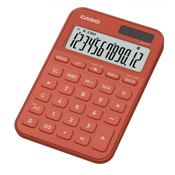 Casio Ms-20yc-rd 12 Hane Kırmızı Masa Üstü Hesap Makinesi