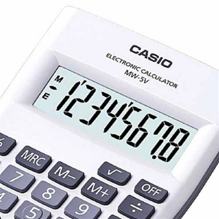 Casio MW-5V-WE 8 Hane Beyaz Masaüstü Hesap Makinesi