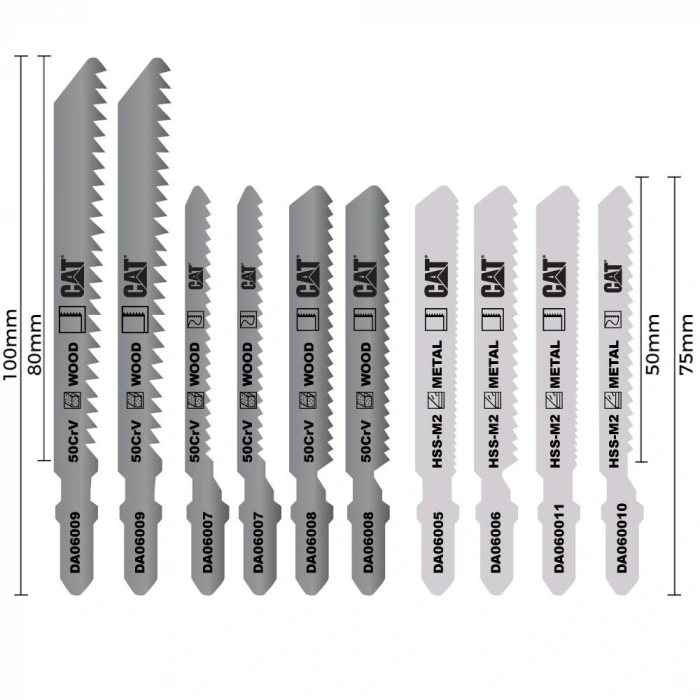 Cat Da06901 10 Parça Profesyonel Metal/ahşap Hassas/kaba Kesim Dekupaj Testere Ucu