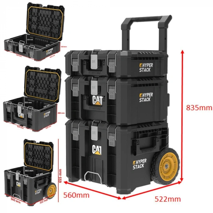 Cat Da41005 Hyper Stack Ağır Hizmet Tipi 3’lü Tekerlekli Kilitli Takım Çantası Seti