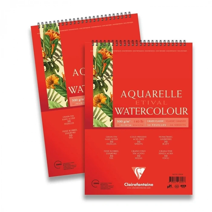 Claırefontaıne Teknik Resim Kağıdı Sulu Boya Etival Classıc Üsten Spiralli A4 300 Gr Ek93618