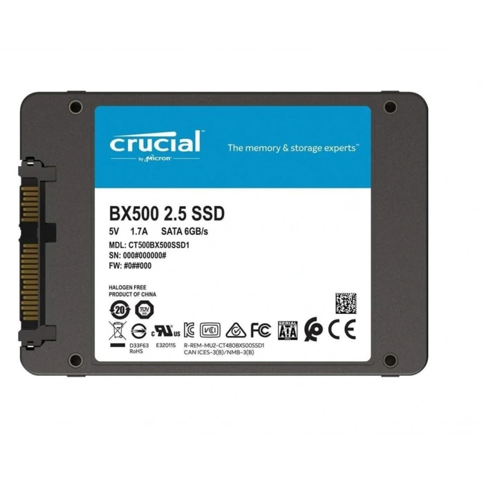 Crucial 500gb Bx500 Ct500bx500ssd1 2.5 550-500 Mb-s 3d Nand Sata 3 Ssd Disk