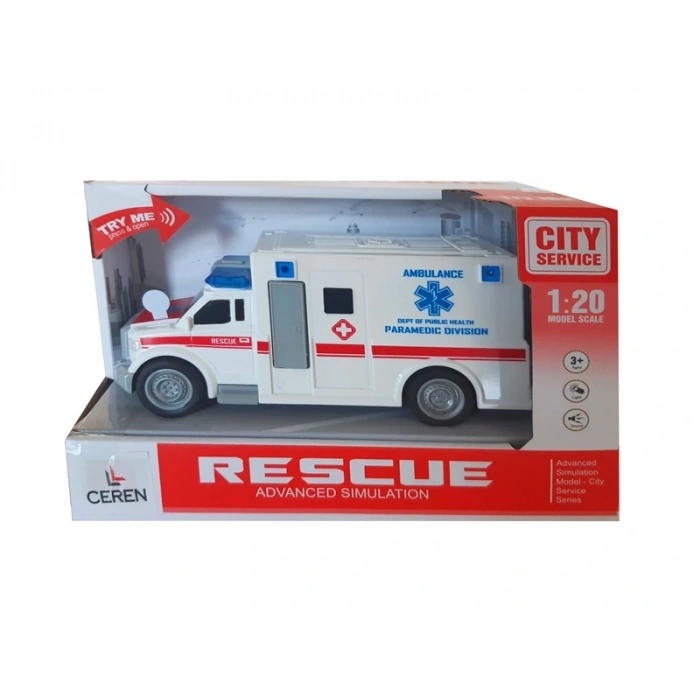 Ctoy Oyuncak Işıklı Ve Sesli Sürtmeli Ambulans 1:20 Wy670a