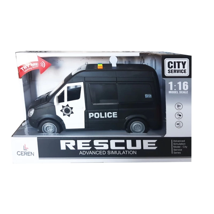 Ctoy Oyuncak Işıklı Ve Sesli Sürtmeli Polis Ve Ambulans Minibüs 1:16 (2 Asorti) WY590A/B/C