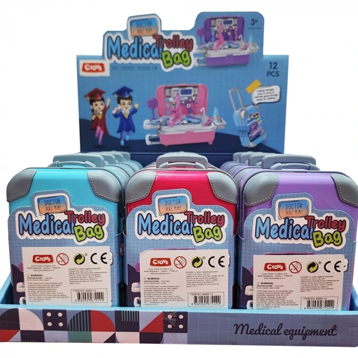 Ctoy Oyuncak Mini Çekçekli Doktor Çantası 12 Li Stant Ctoy-9988-10