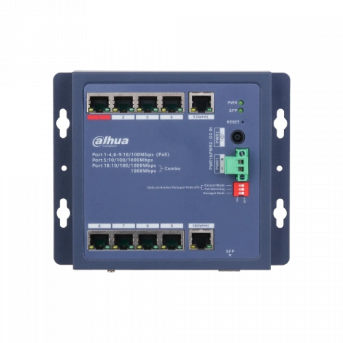 Dahua Chs4110-8et-90-f, 8 Port, Megabit, Poe 90w, 1 Port Uplink, 1 Port Combo, Cloud Yönetilebilir, Switch