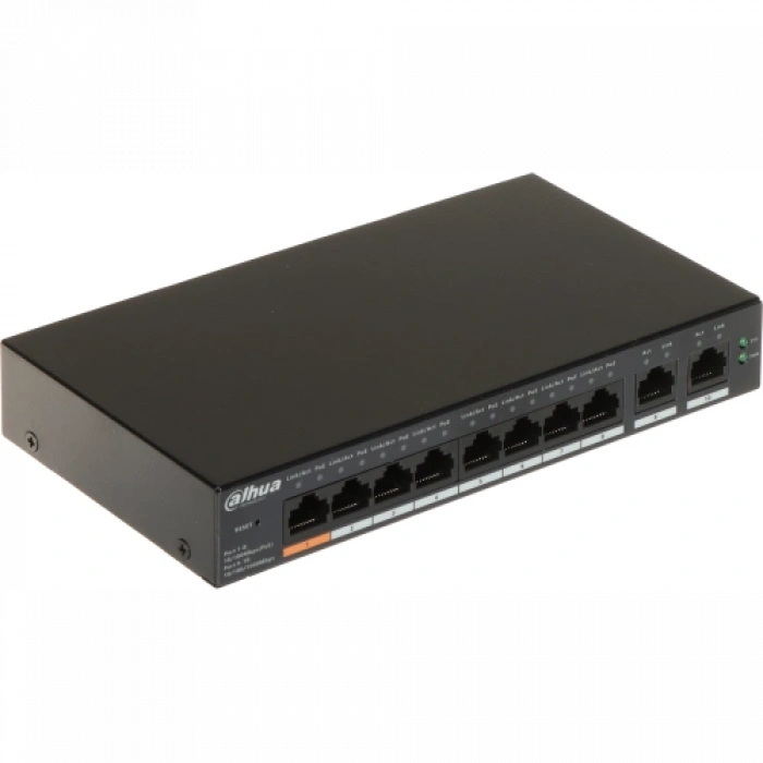 Dahua Cs4010-8et-60, 8 Port, Megabit, Poe 60w, 2 Port Gigabit Uplink, Cloud Yönetilebilir, Switch