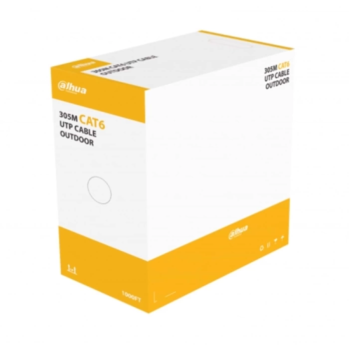 DAHUA DH-PFM920-6UN, CAT6 305m, 24AWG 0.53mm, UTP, %100 Bakır, OutDoor, LSZH Halogen Free Kablo, Siyah Renk