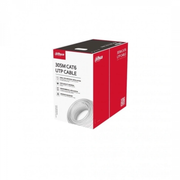 DAHUA DH-PFM920I-6UN-C, CAT6 305m, 24AWG 0.53mm, UTP, %100 Bakır, PVC, Kablo, Beyaz Renk