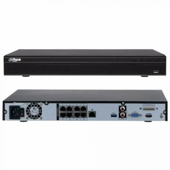 DAHUA  NVR4208-8P-4KS3, 8Kanal POE, 12Mpix, H265+, 2 HDD Desteği, 1080P Kayıt, 160Mbps Bant Genişliği, NVR