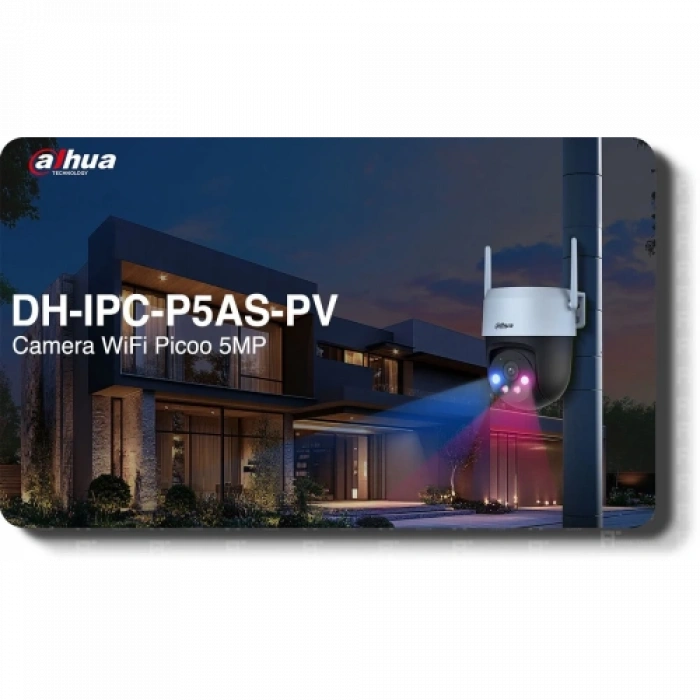 DAHUA P5AS-PV, 5Mpix, 4mm Lens, H265,  Dual Smart Light, IP66, Wifi, Dahili Mikrofon, PT Speed Dome IP Kamera