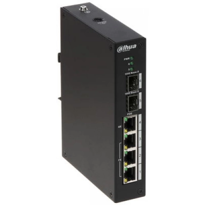 DAHUA PFS3206-4P-96, 3 Port, Megabit, Poe 30W, 1 Port Gigabit PoE 60W, 2 Port Gigabit SFP, Endüstriyel, Yönetilemez, Masaüstü Switch