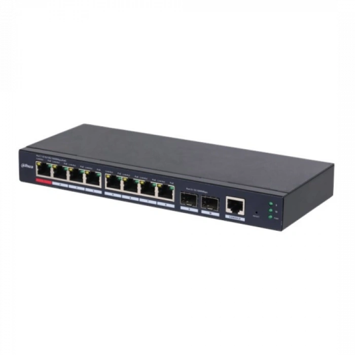 DAHUA S4210-8GT-110, 8 Port, Gigabit, PoE 110W, 2 Port Gigabit Uplink, Longe Range 250Mt., Cloud Yönetilebilir, Switch