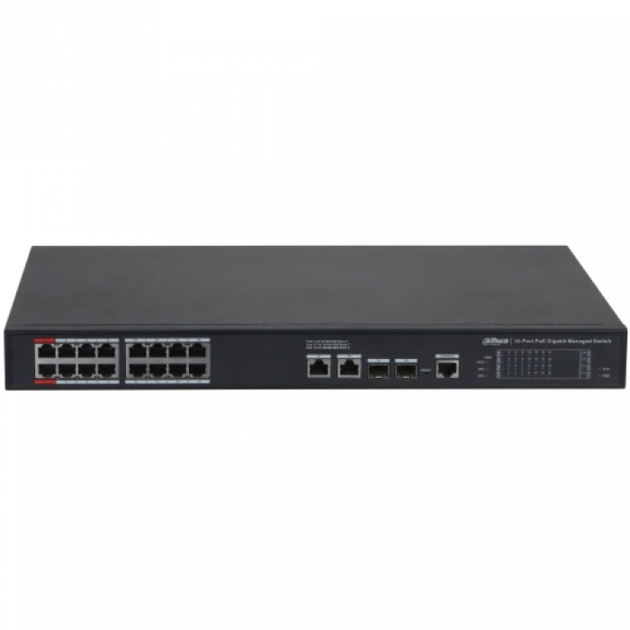 DAHUA S4220-16GT-240, 16 Port, Gigabit, PoE 240W, 2 Port Gigabit Uplink, 2 Port SFP Gigabit Combo, Longe Range 250Mt, Cloud Yönetilebilir, Switch