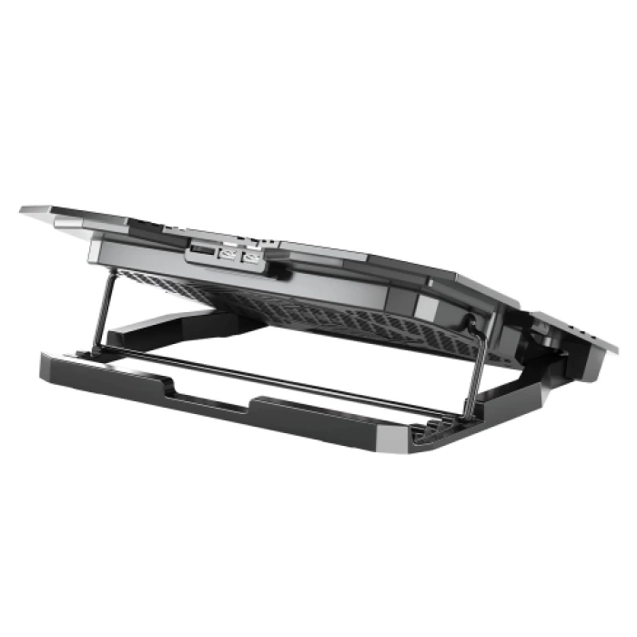 DEXIM DNA003, 5ad Fan, 10"-17" Notebook Soğutucu, 5 Kademeli Stand, 5 Farklı Program, Ayarlanabilir Hız, Mavi Ledli (Siyah)
