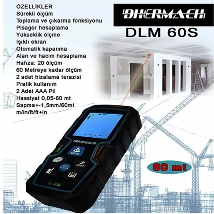 Dhermach DLM 60 S 60 m Lazer Mesafe Ölçer