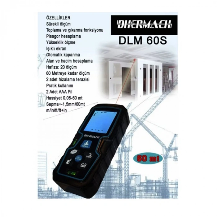 Dhermach DLM 60 S 60 m Lazer Mesafe Ölçer
