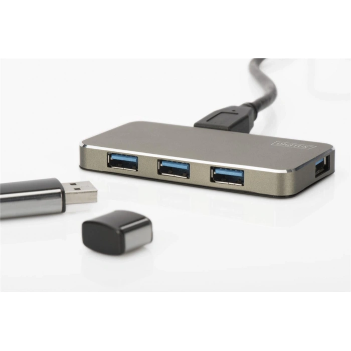 Digitus Da-70240-1 4 Port Usb 3.0 Hub, 5v-2a Güç Adaptörü Dahil, Alüminyumi Da-70240-1