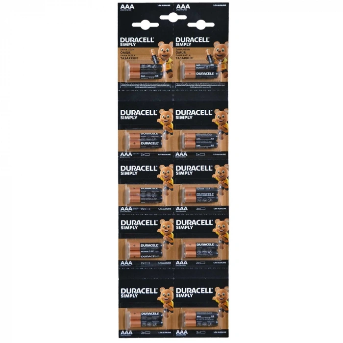Duracell Alkalin İnce Kalem Pil (aaa) 20 Li Kartela