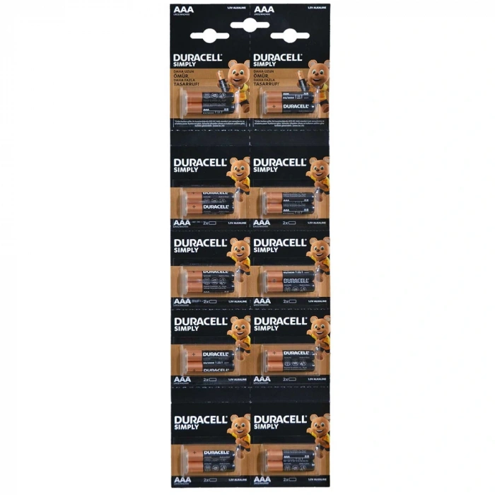 Duracell Alkalin İnce Kalem Pil (aaa) 20 Li Kartela
