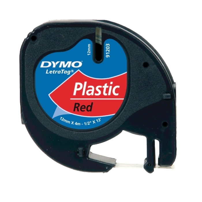Dymo Letratag Şerit Plastik 12 MMx4 MT Kırmızı 91203