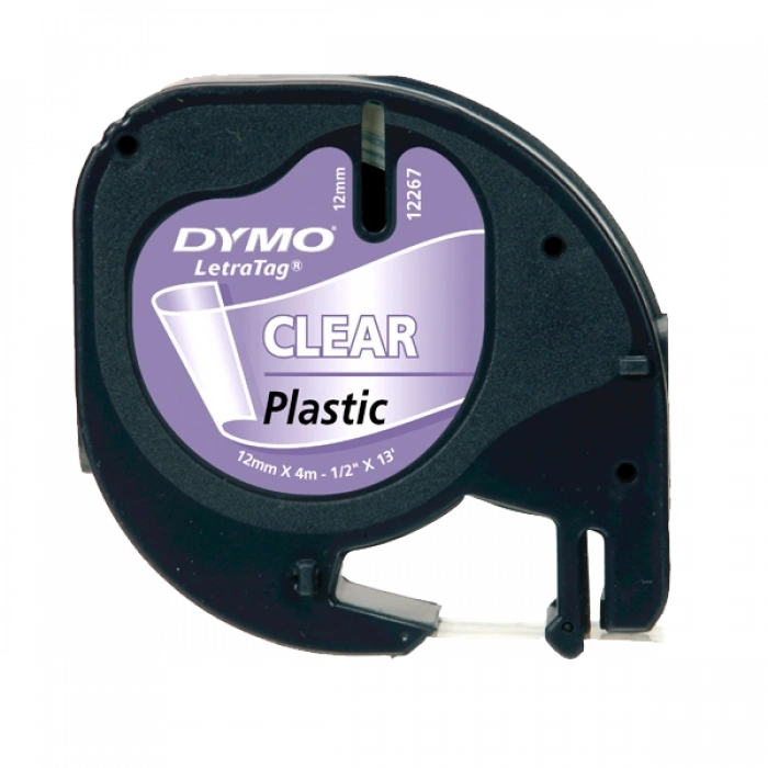 Dymo Letratag Şerit Plastik 12 MMx4 MT Şeffaf Üzerine Siyah 12267
